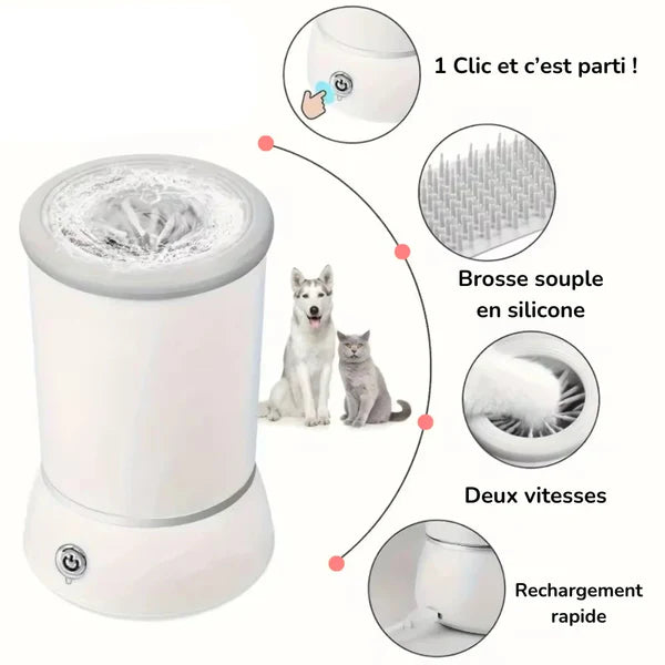Lave-pattes électrique pour chien et chat