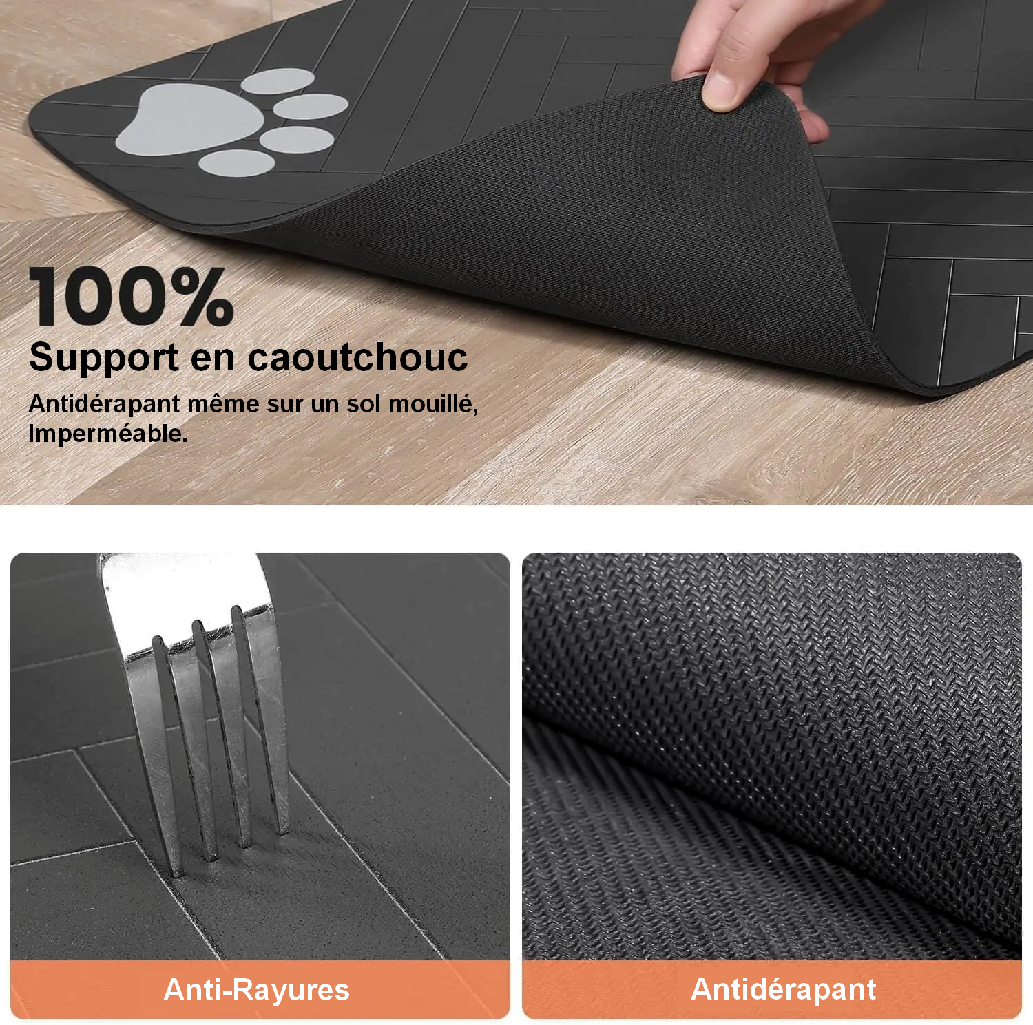 Tapis d'alimentation absorbant et imperméable pour animaux de compagnie